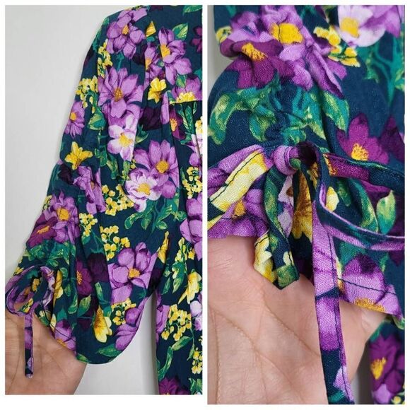 Kate Hudson Happy x Nature First Crush Floral Purple Jumpsuit Size 4 - Picture 4 of 12